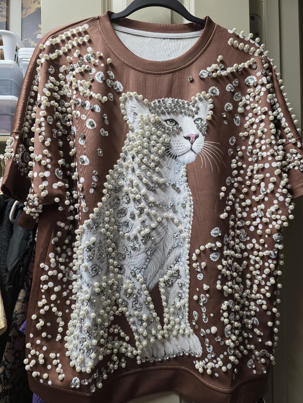 Beulah Pearl-Embellished Leopard Sweatshirt - Brown & White
